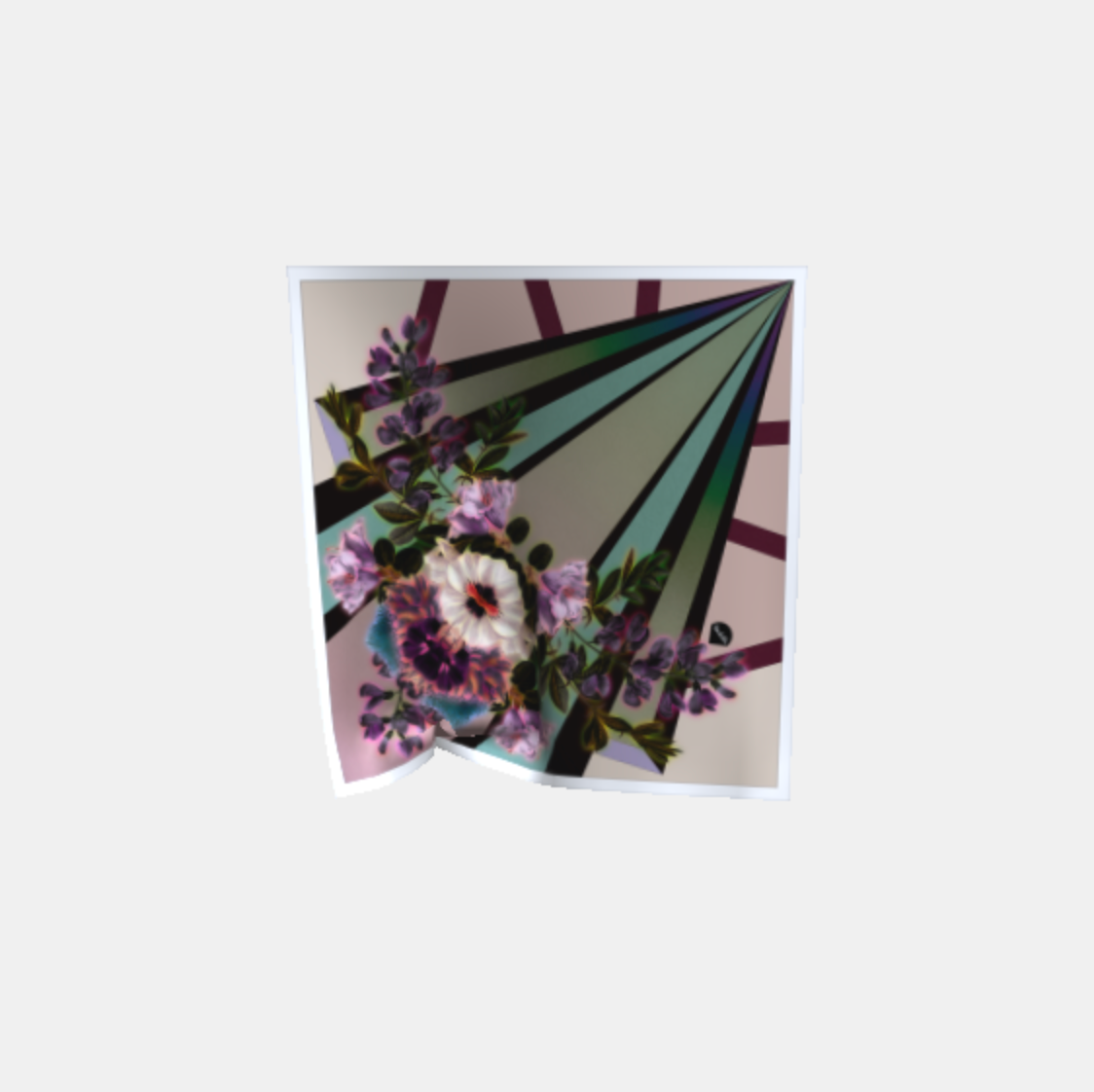 Foulala FLOWERGALAXIS hyacinth Seidenuch Damen aus 100 % Seide Foulard grün rosa lila bunt Schweizer Design aus Luzern