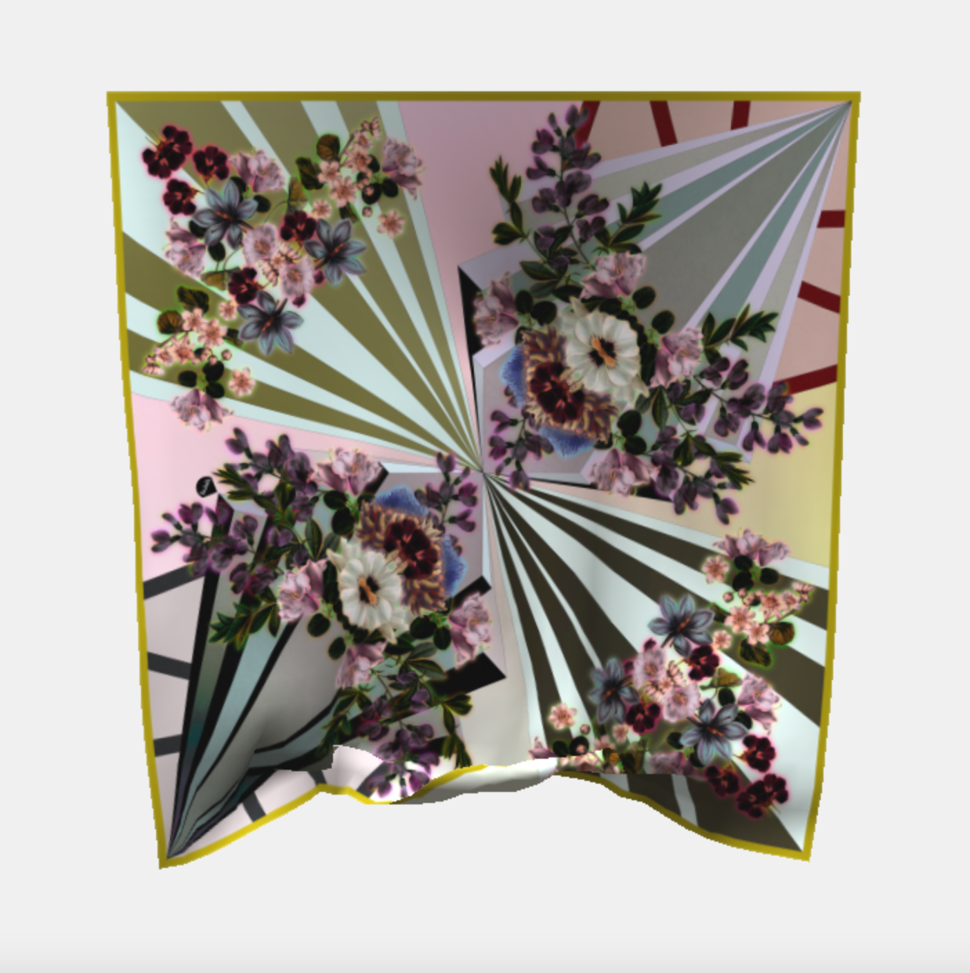 Foulala FLOWERGALAXIS opal Foulard Damen Seidentuch in Farbe opal rosa mint bunt aus 100% Seide Schweizer Design aus Luzern
