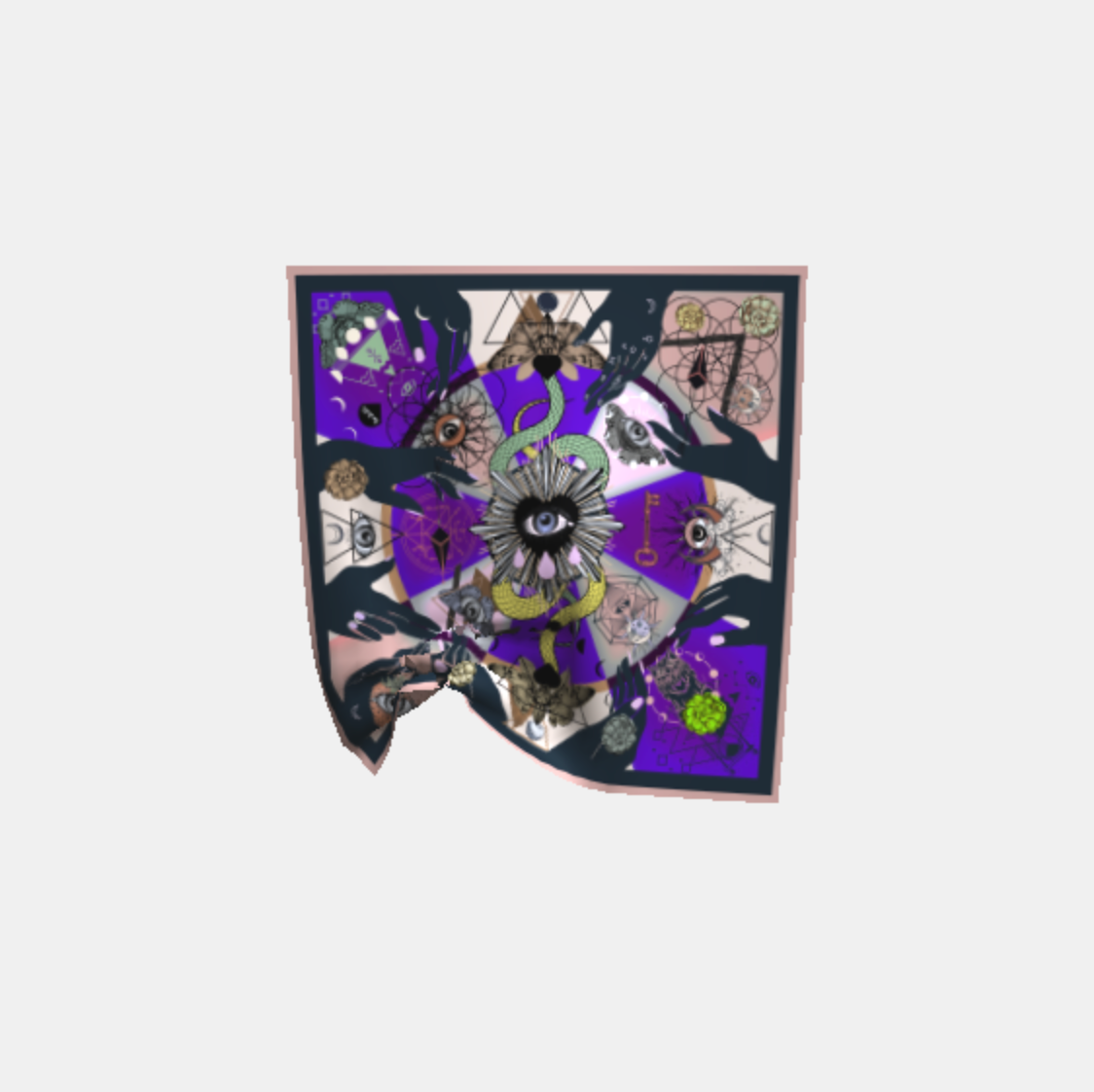 Foulala TAROT bluette Foulard Damen Nicki Seidentuch in Farbe violett rosa schwarz bunt aus 100% Seide Schweizer Design aus Luzern