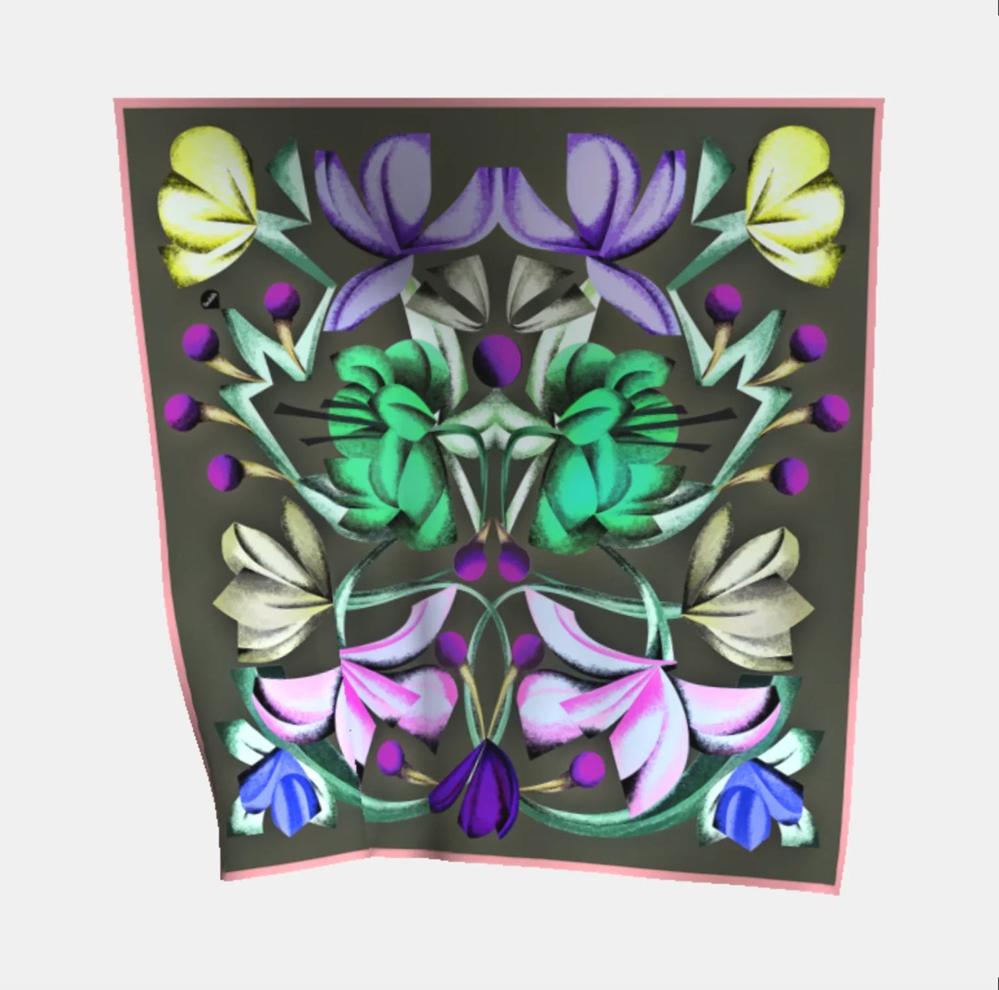 Farbenfrohes, abstraktes Foulard gross aus Seide, mit Blumenmuster, Damen Femme Schweizer Design Foulalà