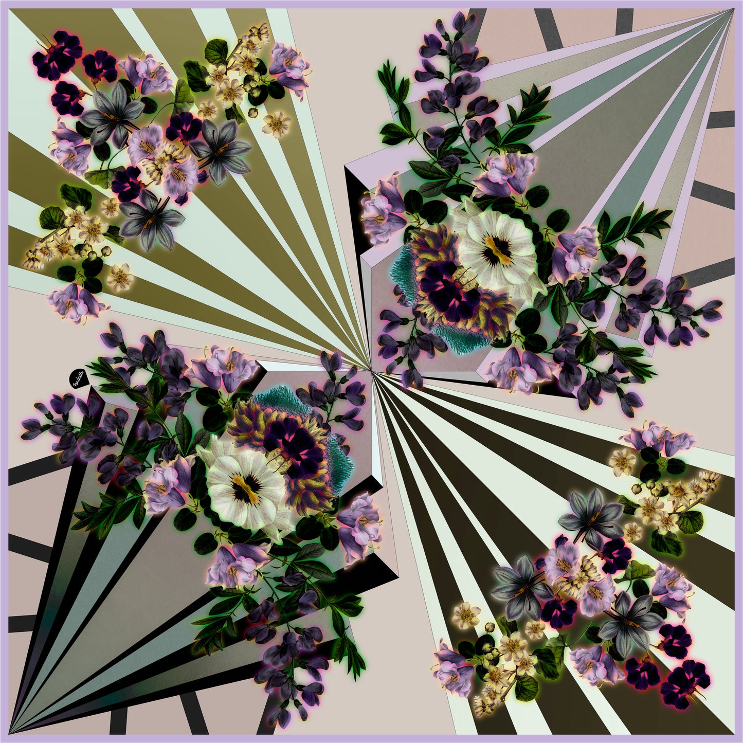 Foulala FLOWERGALAXIS lilac Foulard Wolltuch in Farbe Lila