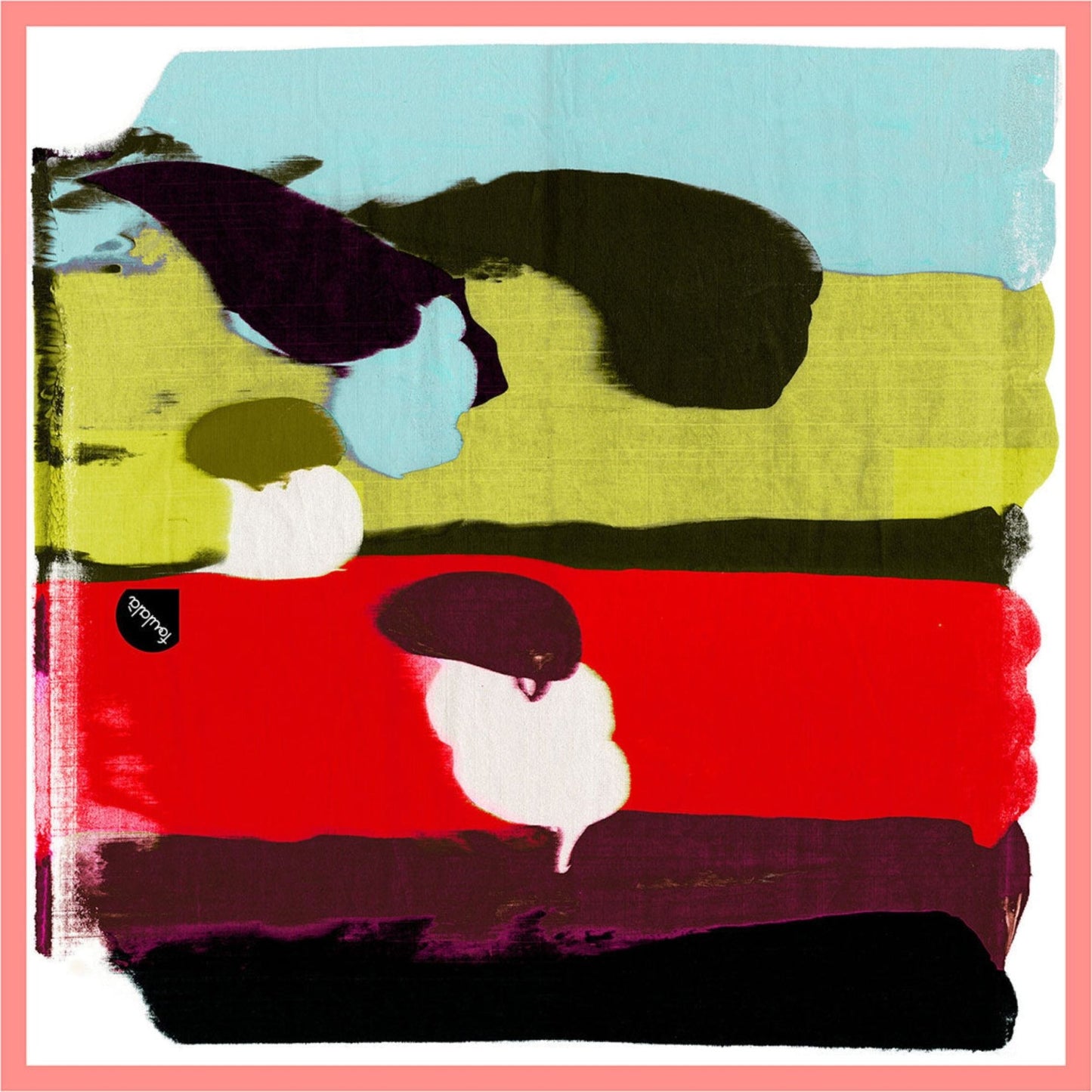 Bandana Foulard aus Seide mit breiten Pinselstrichen in Limettengrün, Schwarz, Blau und Bordeaux auf Leinwand, moderner Stil.