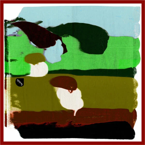 Abstraktes Kunstwerk auf Leinen in Olive, Grün, Braun und Blau, moderne Wanddeko